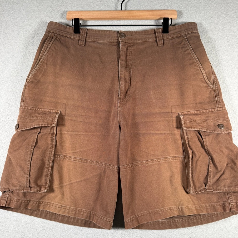 Ocean Pacific Men Brown Cotton Cargo Shorts Size 38 OPSP6603 Utility Relaxed Fit